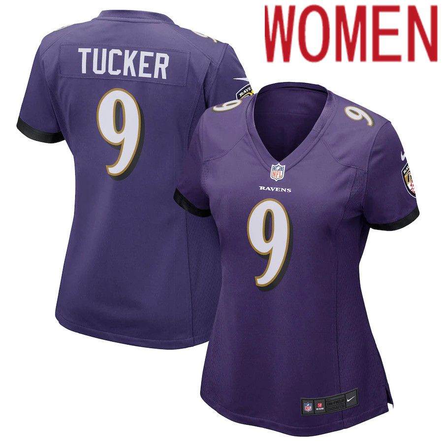 Women Baltimore Ravens 9 Justin Tucker Nike Purple Game Player NFL Jersey